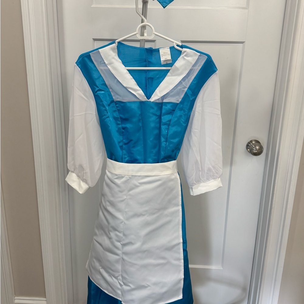 Disney Belle Blue and White Dress Costume (Size Medium)